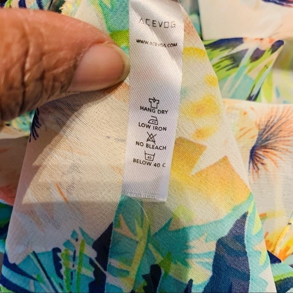 ACEVOG Tropical Floral Chiffon Beach Swimsuit Coverup Maxi Dress - Picture 4 of 10